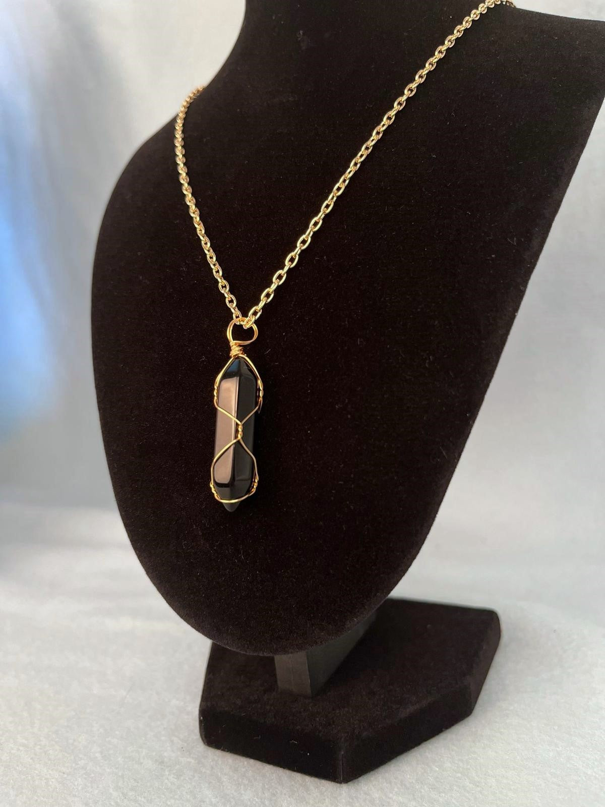 Kette Hexagon Obsidian